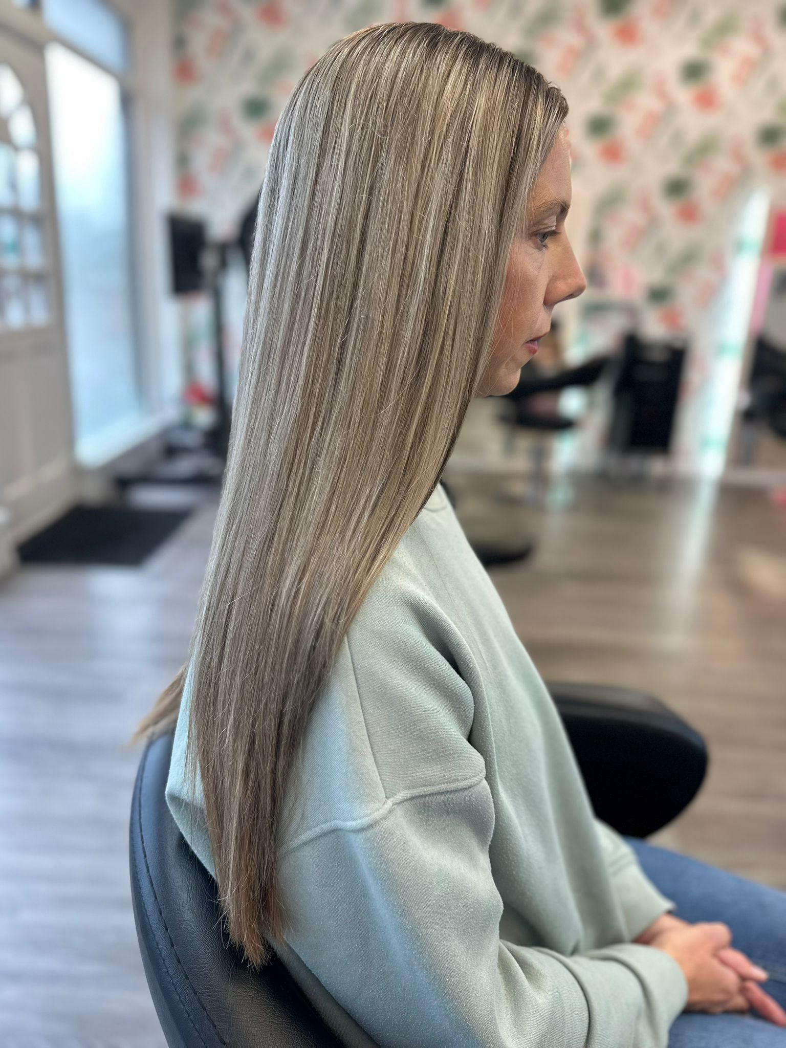 contrast colour lowlights against white blonde