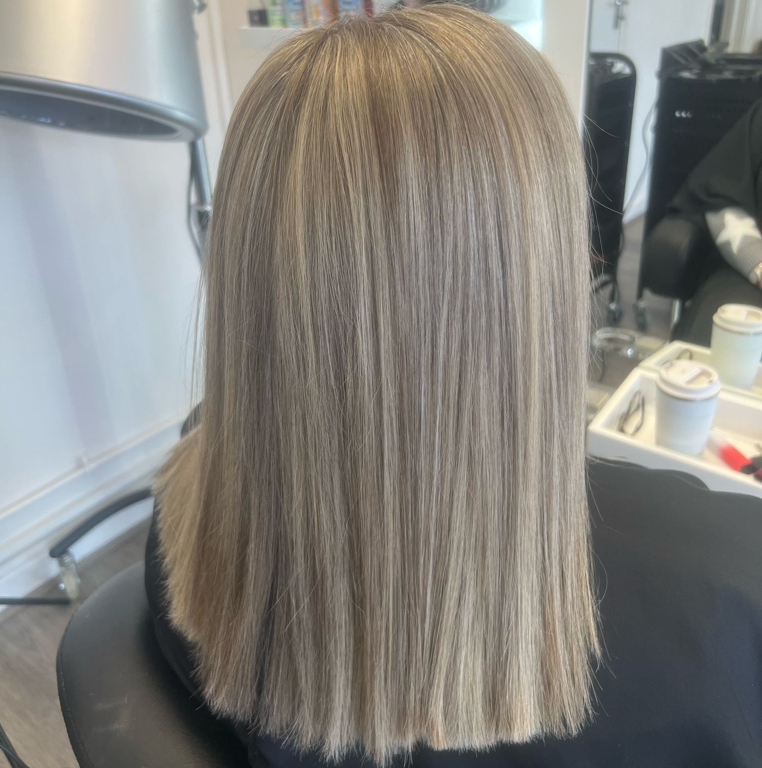 Full head highlights platinum grey