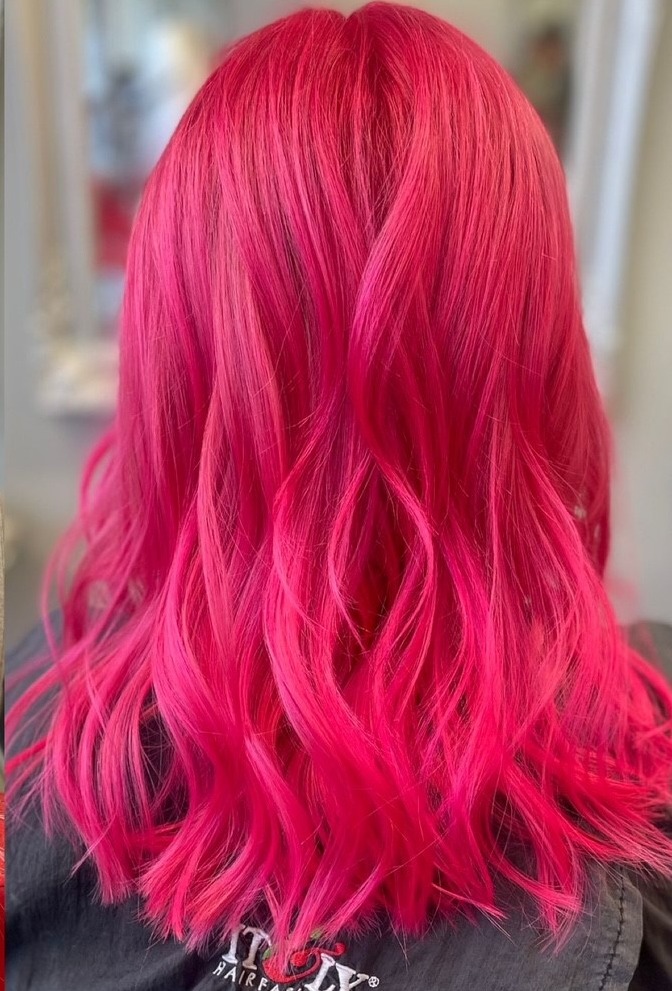 Bright pink hair