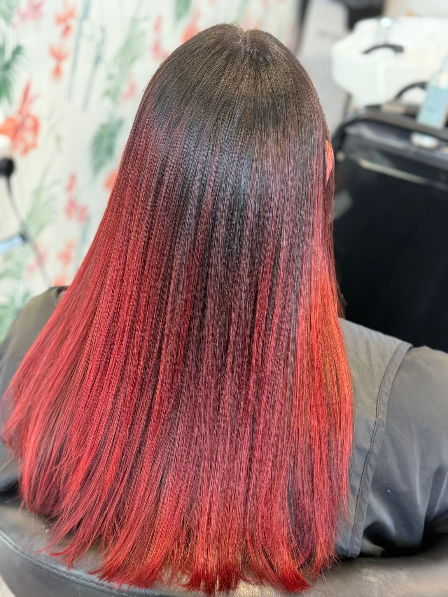 vibrant red foilayage